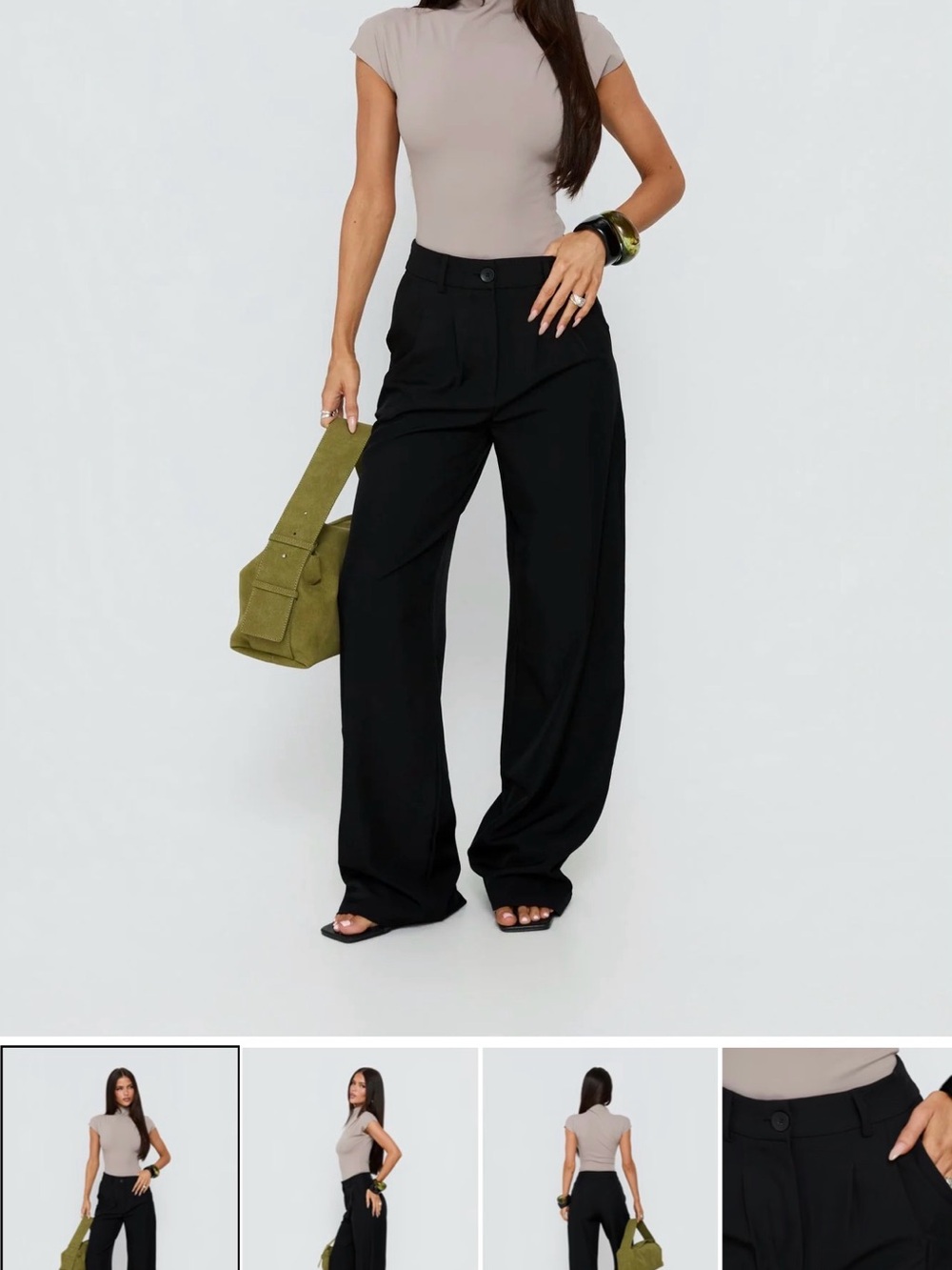 Princess Polly Black Wide-Leg High-Rise Trousers